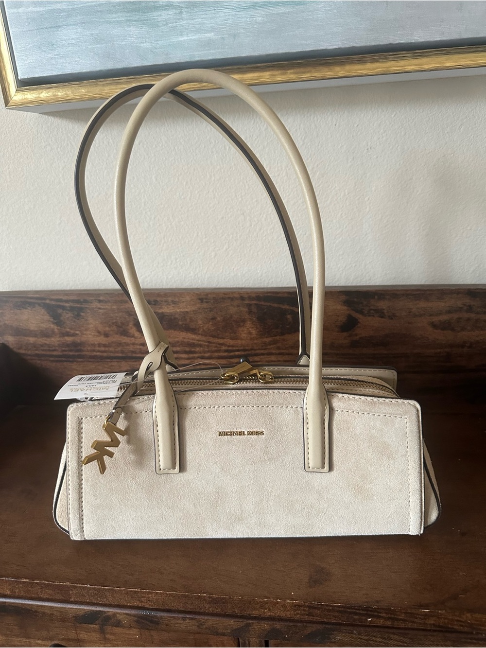 Michael Kors NWT $199 MSRP Laila Khaki Suede Bag